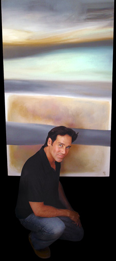 Mark in front of abstract painting Malibu Line